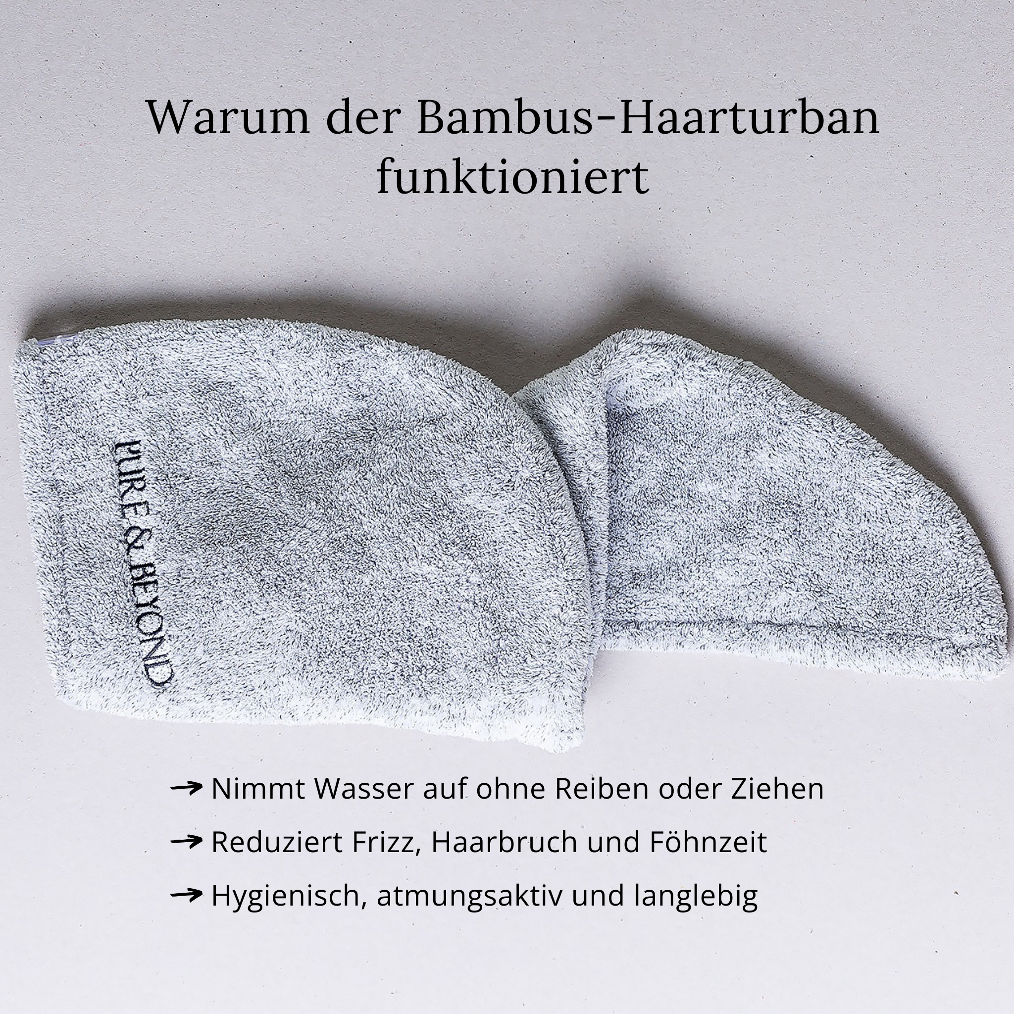Bambus Haarturban, saugfähig, weich – PURE & BEYOND