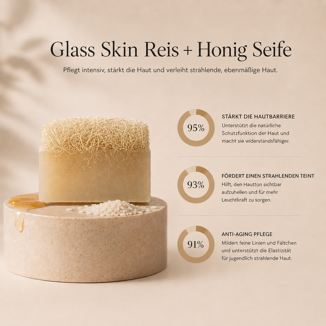 Glass Skin Reis + Honig Luffa Seife